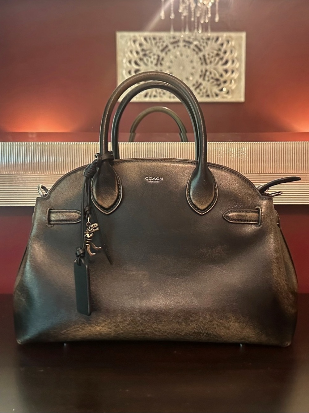 Coach Soft Empire Carryall 28 Loved Leather Black Brown Fall 2025